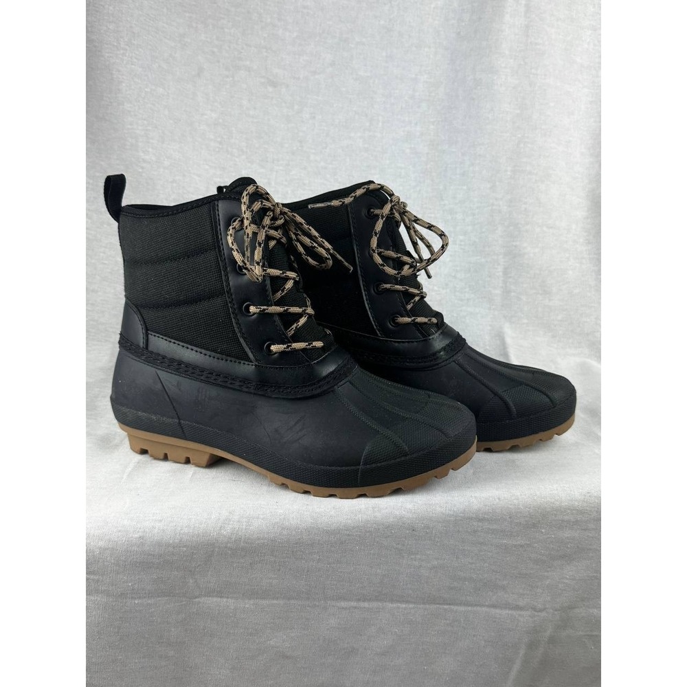 Universal Thread Womens Black Duck Boots Lace Up Winter Rain Ankle‎ Boots Size 6